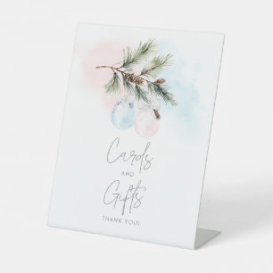 Elegante Winter Gender Reveal Cards and Gifts Sign Sockelschild