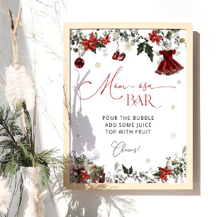 Elegante Winter Girl Babydusche Momosa Bar Poster