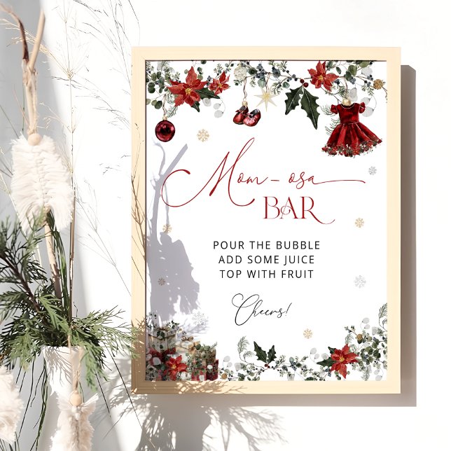 Elegante Winter Girl Babydusche Momosa Bar Poster (Von Creator hochgeladen)