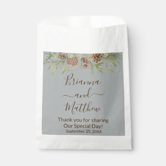 Elegante Winter Gray Gastgeschenk Hochzeit Bag Geschenktütchen (Vorderseite)