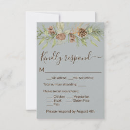 Elegante Winter Gray Pine RSVP Card