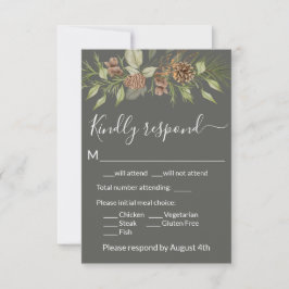 Elegante Winter Gray Pine RSVP Card Karte