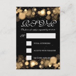 Elegante Winter-Hochzeit UAWG Goldlichter RSVP Karte