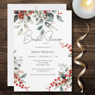 Elegante Winter-Holly-Brautparty Einladung