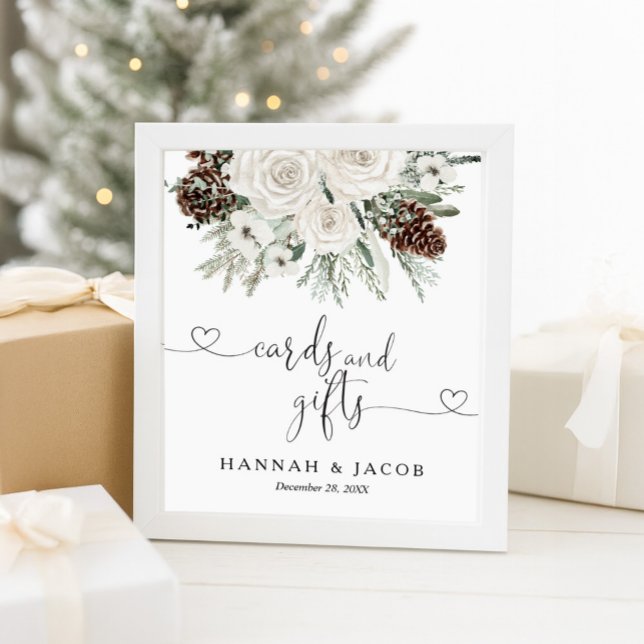 Elegante Winter Pine Cards und Geschenke Hochzeit Poster (Von Creator hochgeladen)