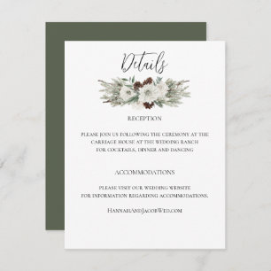 Elegante Winter Pine Cone Hochzeit Begleitkarte
