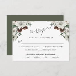 Elegante Winter Pine Cone Hochzeit RSVP Karte