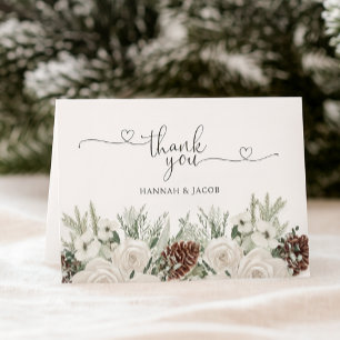 Elegante Winter Pine Wedding Dankeskarte