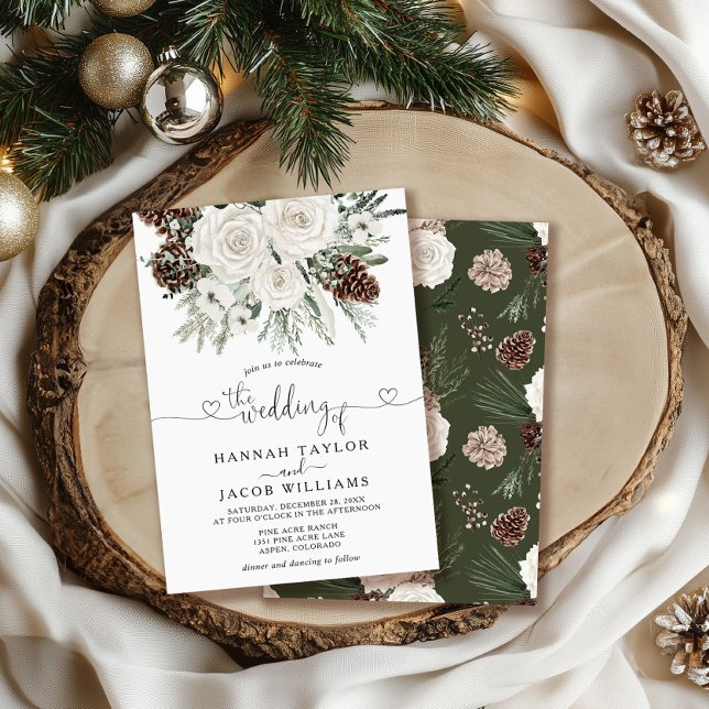 Elegante Winter Pine Wedding Einladung (Von Creator hochgeladen)