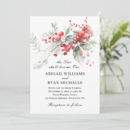 Elegante Winter Red Berries Christlich Wedding Einladung