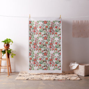 Elegante Winter Red White Floral Malerei Stoff