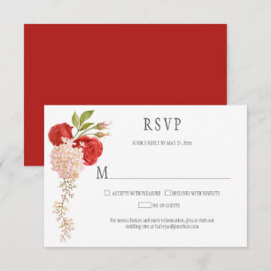 Elegante Winter-Rote Rosen und Hydrangeas RSVP Karte