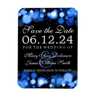 Elegante Winter Save the Date Blue Lights Magnet