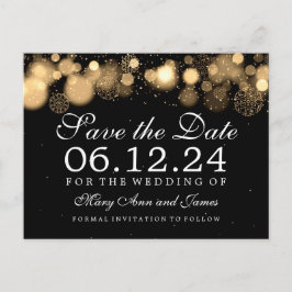 Elegante Winter Save the Date Gold Lights Ankündigungspostkarte