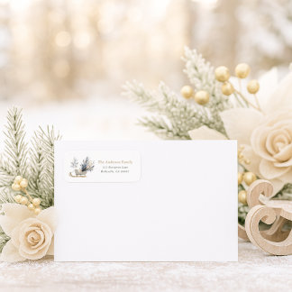 Elegante Winter-Schlitten-Blumen-Rücksendeadresse