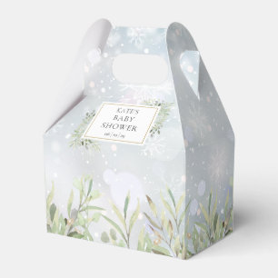 Elegante Winter-Schneeflocken-Grün Babyparty Geschenkschachtel