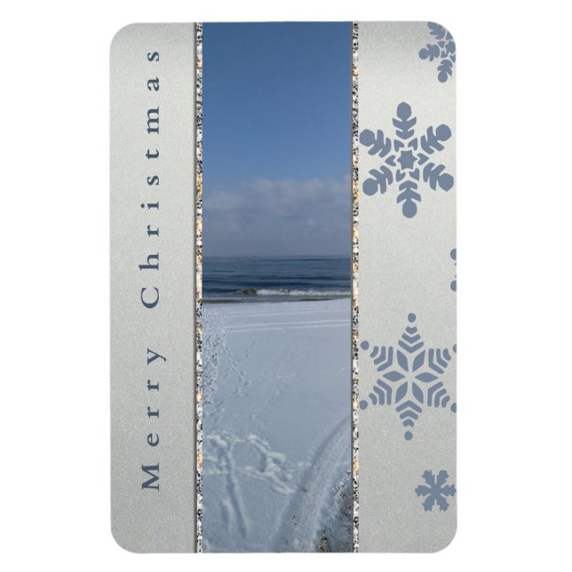 Elegante Winter-Schneeflocken Magnet (Vertikal)