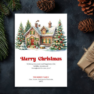 Elegante Winter-Szene, süße Weihnachts-Hauskarte Feiertagskarte