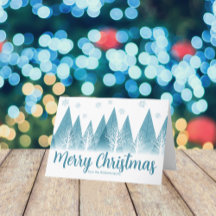 Elegante Winter Trees Custom Blue Frohe Weihnachte