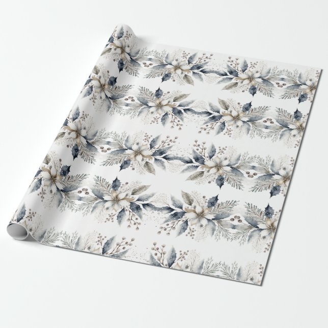 Elegante Winter Watercolor Geschenkpapier (Ungerollt)
