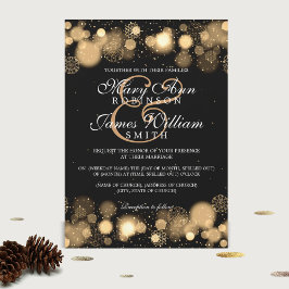 Elegante Winter Wedding Gold Lights Einladung