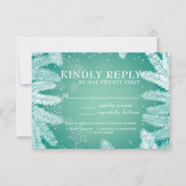 Elegante Winter Wedding Meal Choice RSVP Karte
