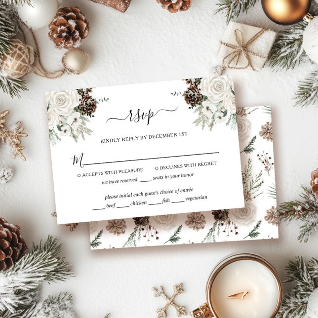 Elegante Winter Wedding RSVP Card (Von Creator hochgeladen)