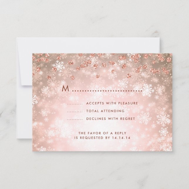 Elegante Winter Wedding UAWG Glitzer Rose Gold RSVP Karte (Vorderseite)