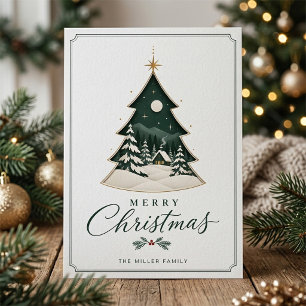 Elegante Winter-Weihnachtsbaum-Grüße Feiertagskarte