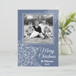 Elegante Winter White Snowflakes Feiertagskarte