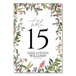 Elegante Winter Wildblume Berry Empfang Tischnummer