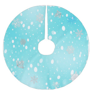 Elegante Winter Wonderland Blue Snowflake Polyester Weihnachtsbaumdecke