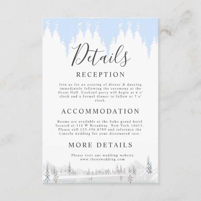 Elegante Winter Wonderland Schneeflocken Begleitkarte (Vorderseite)