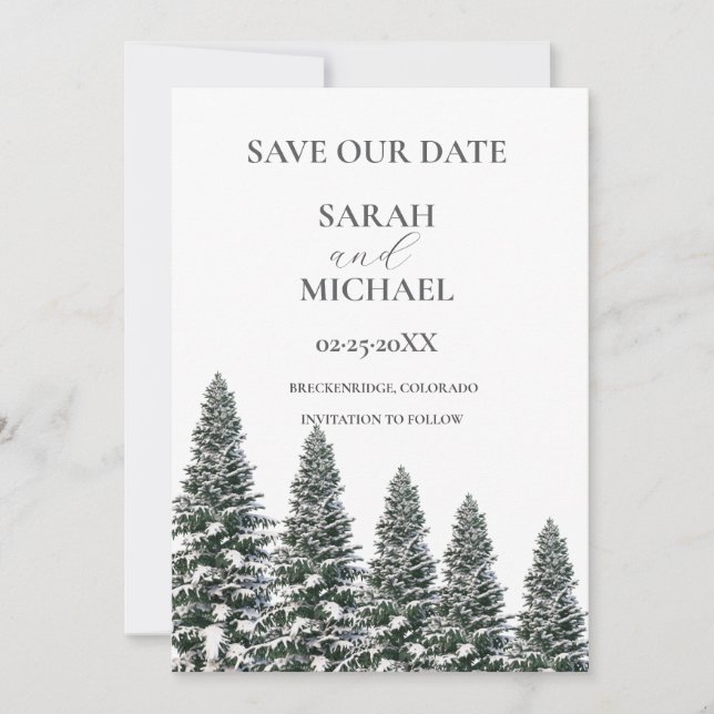Elegante Winter Wonderland Schneeflocken Save The Date (Vorderseite)