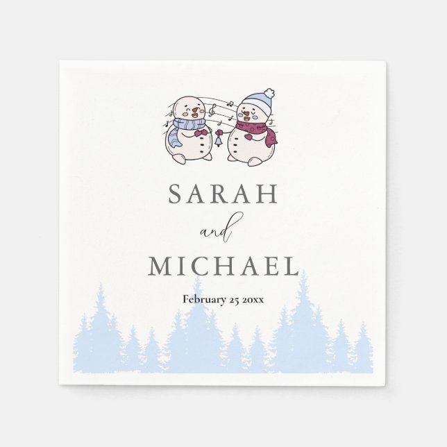 Elegante Winter Wonderland Schneeflocken Serviette (Vorderseite)