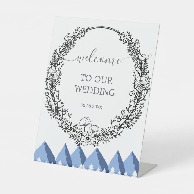 Elegante Winter Wonderland Schneeflocken Sockelschild (Vorderseite)