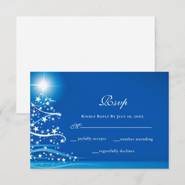 Elegante Winter Wonderland Sparkling Hochzeit RSVP Karte (Vorne/Hinten)
