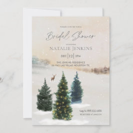 Elegante Winter Woodland Bridal Dusche Einladung