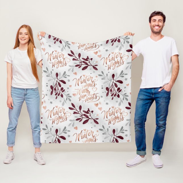Elegante Winterabende Warme Herzen Personalisiert Fleecedecke (Beispiel)
