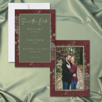 Elegante Winterbeeren-Kiefer-Burgunder-Hochzeitsfo