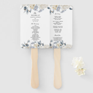 Elegante Winterblaue und Weiße Blumen Fächer