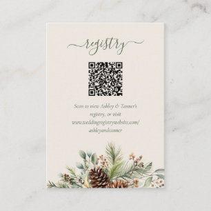 Elegante Wintergrün-Hochzeitsregistrierungs-QR-Cod Begleitkarte