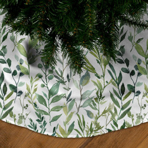 Elegante Wintergrün-Pflanzen Polyester Weihnachtsbaumdecke