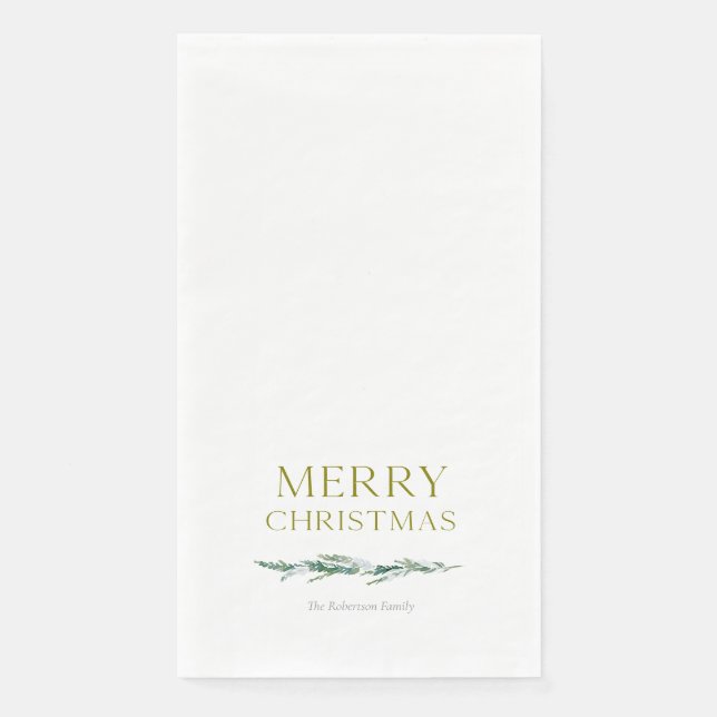 Elegante Wintergrün Weihnachtsgrüße Serviette (Vorderseite)