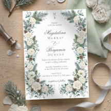 Elegante Wintergrüne Weiße Florale Hochzeit