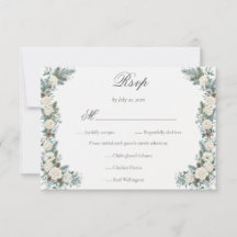 Elegante Wintergrüne Weiße Florale Hochzeitsmahlze