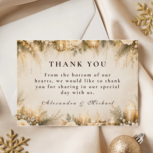 Elegante Winterhochzeit Dankeskarte (Von Creator hochgeladen)