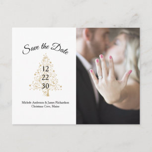 Elegante Winterhochzeit - Foto zur Vorabanzeige Ankündigungspostkarte