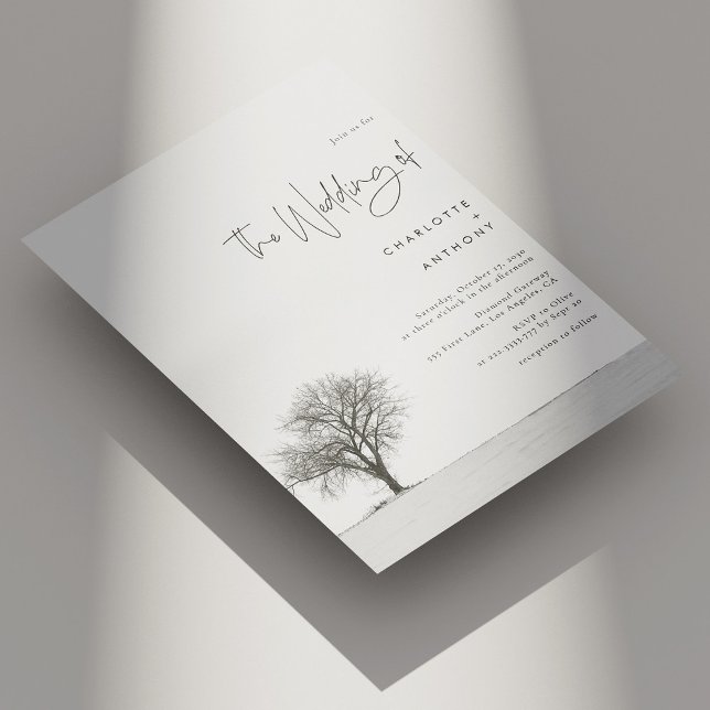 Elegante Winterhochzeit - Schwarz-Weiß-Schneeflock Einladung (Elegant Winter Wedding - Black and White Snowflake Invitation)