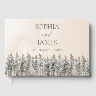 Elegante Winterlandschaft mit schneebedeckten Kief Gästebuch